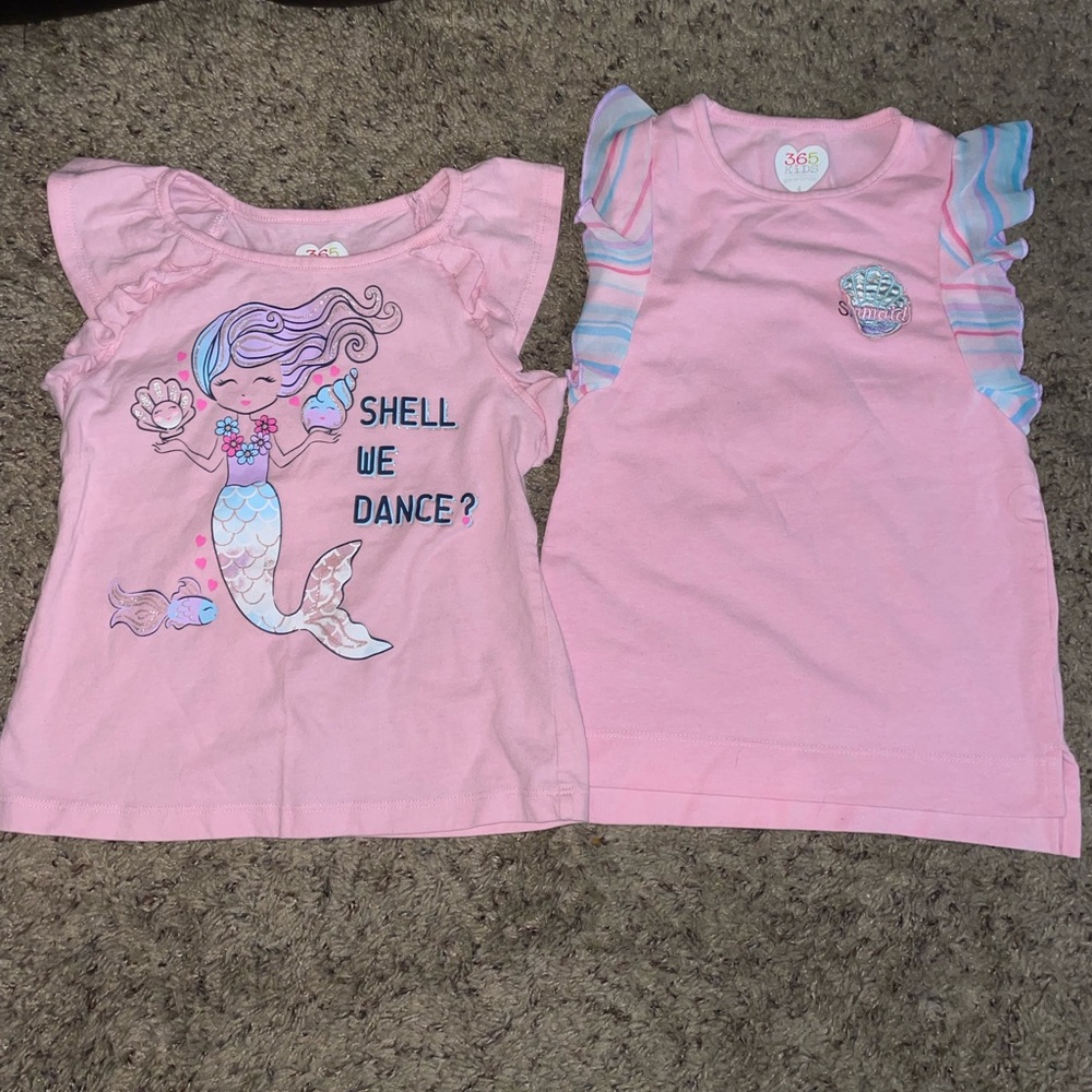 2 Pink Mermaid Toddler Shirts